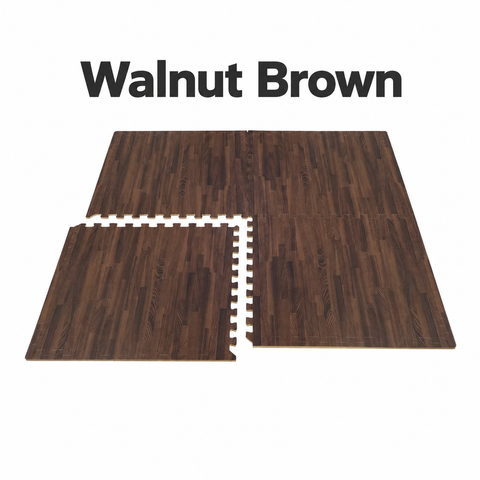 Walnut Brown faux wood flooring tiles — labeled color photo