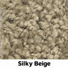 Silky Beige eco-friendly 28 oz. carpet tile color swatch — labeled