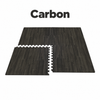 Carbon faux wood flooring tiles — labeled color photo
