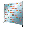 Slider display with printed graphic, angled view