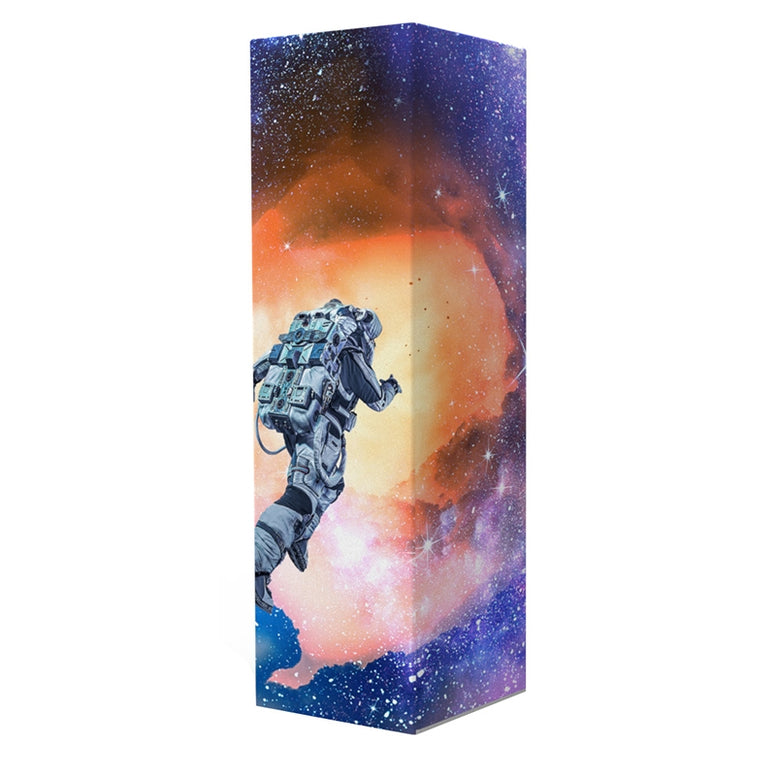 12ft Wave Tube square tower display with custom fabric graphic, angled view
