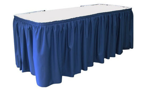 Trade Show Unprinted Shirred Pleat Table Skirt blue