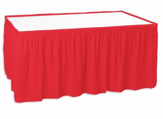 Trade Show Unprinted Shirred Pleat Table Skirt Red